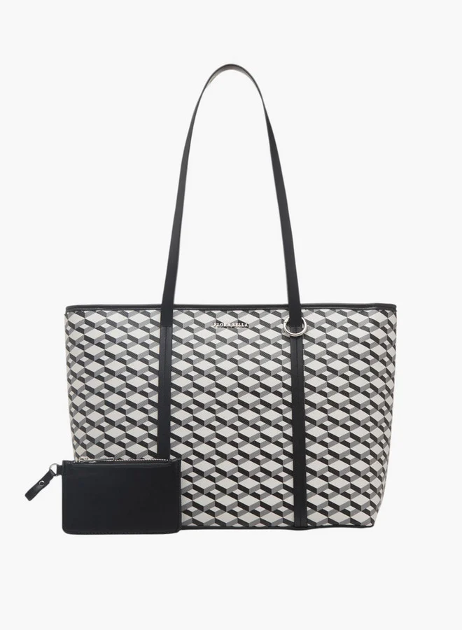 Flora Bella By Shoexpress Women's Printed Tote Bag with Zip Closure and Coin Pouch