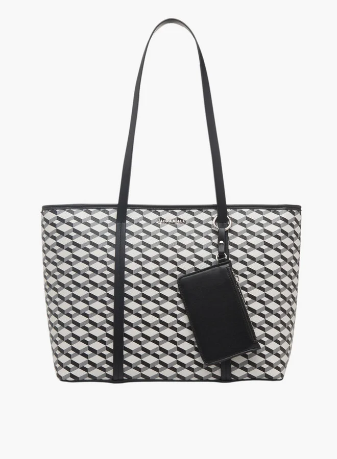 Flora Bella By Shoexpress Women's Printed Tote Bag with Zip Closure and Coin Pouch