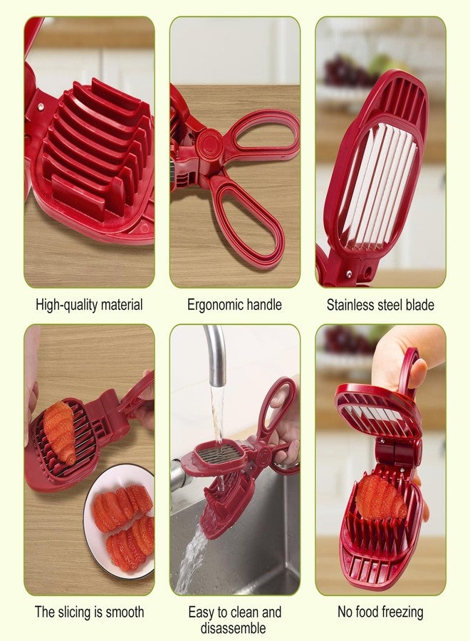 CEHNCEH Fruit Slicer, Strawberry, Banana, Grape Cutter, Egg Slicer for Hard Boiled Eggs, for Soft Fruit Sausages, Cucumbers, Mushroom Cutter, Rapid & Safe Slicing Kitchen Gadgets (Red) - Image 4