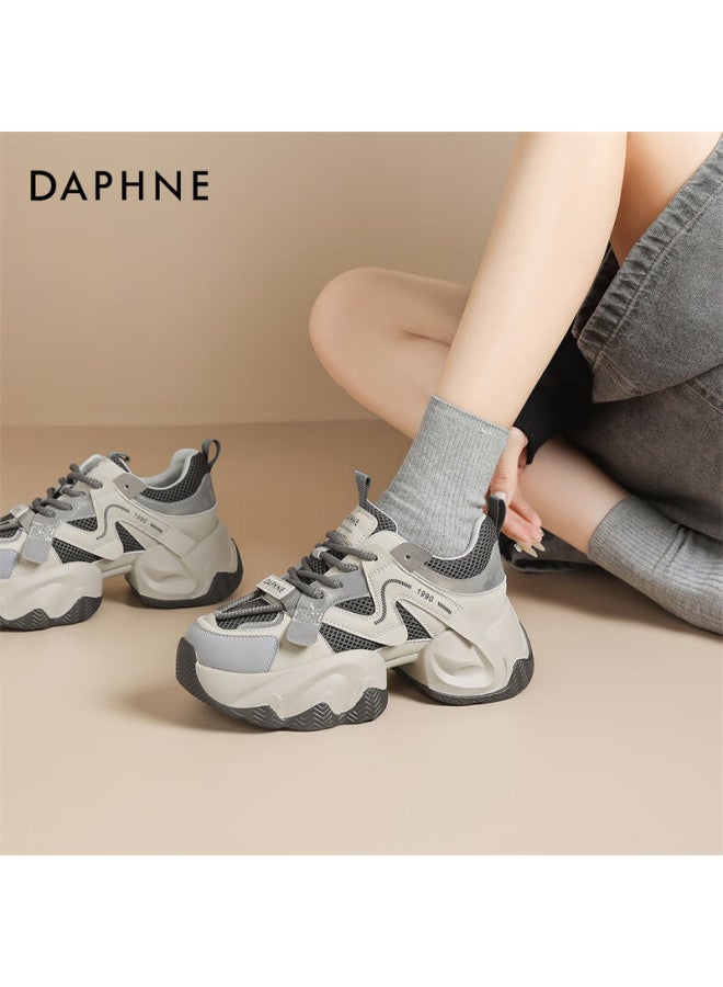 Daphne Thick-soled Mesh Dad Shoes Women's Spring Breathable Casual Sports Shoes 4025101121 Grey 35 - Image 2