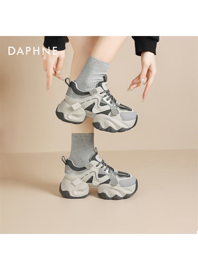 Daphne Thick-soled Mesh Dad Shoes Women's Spring Breathable Casual Sports Shoes 4025101121 Grey 35 - Image 4