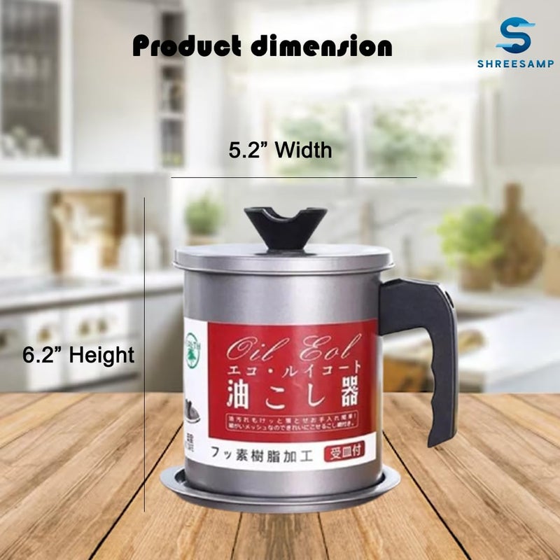 SHREESAMP Stainless Steel Kitchen Oil Filter Tank LeakProof Frying Grease Container With Removable Filter AntiScalding Cooking Strainer and Storage Can - Image 4