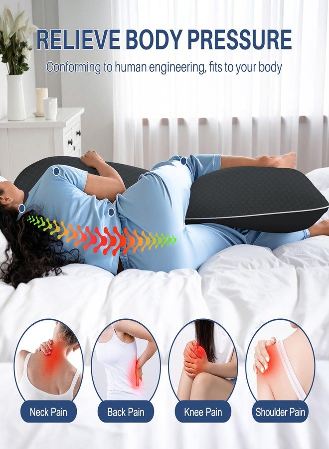 YZ HOME وسادة الجسم المبردة YZ HOME للبالغين - إدخال وسادة مع رغوة الذاكرة الزرقاء الممزقة، دعم ناعم للذين ينامون على الجانب، النساء الحوامل، تخفيف آلام الظهر، غلاف وسادة قابل للغسل (20x54 بوصة، رمادي داكن) - Image 4