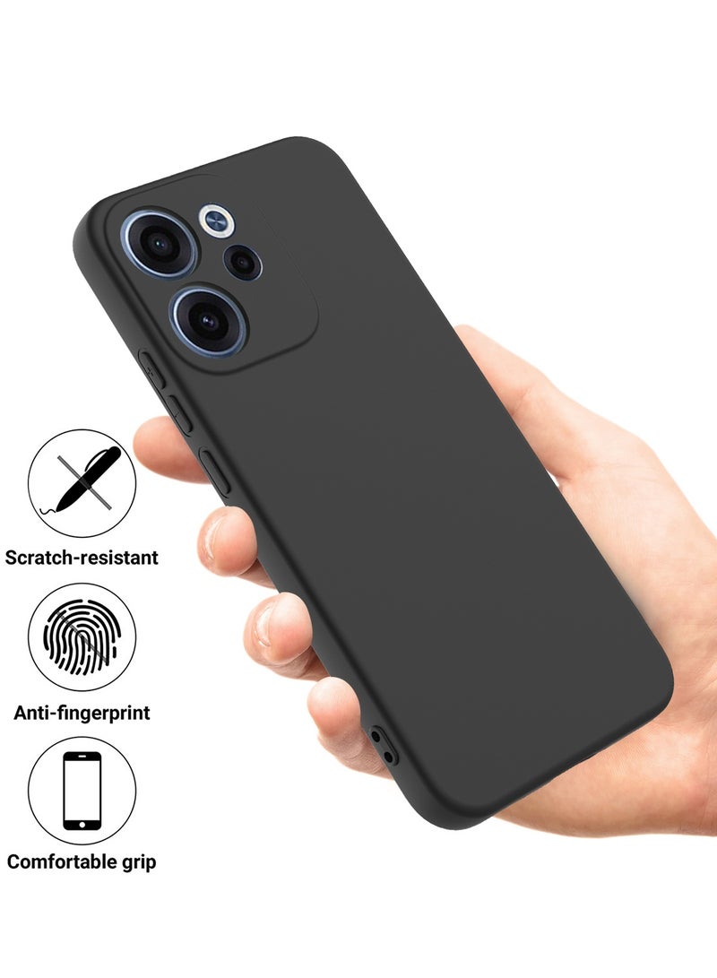 دبليو تيك غطاء حماية من السيليكون السائل الناعم الفاخر لهاتف Oppo Reno15 F 5G 2026 (MCRPSN) - أسود - Image 2