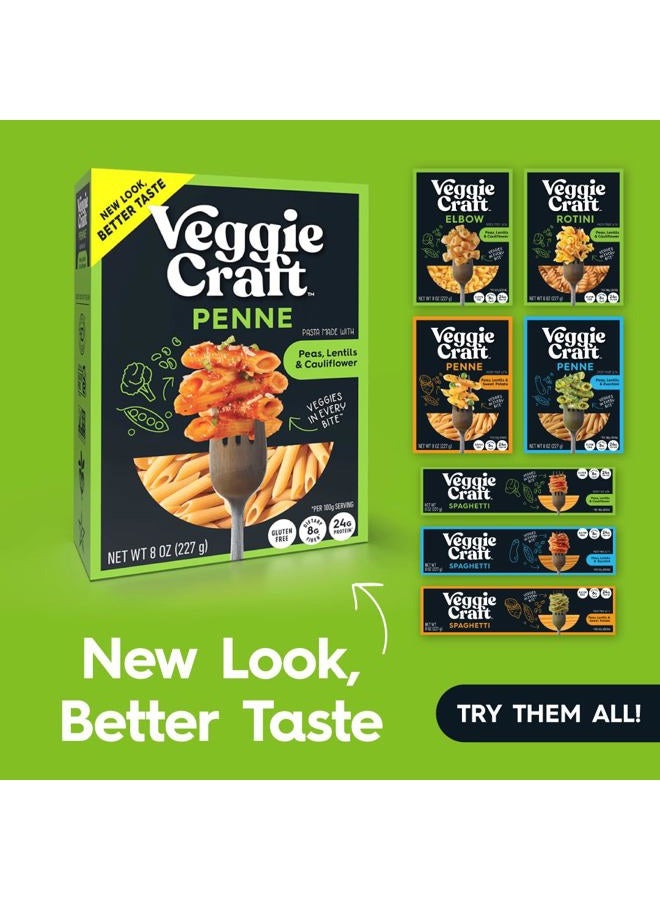 Veggiecraft Farms مكرونة بيني - مكرونة منخفضة الكربوهيدرات، عالية البروتين، مصنوعة من القرنبيط، العدس والبازلاء، خالية من الجلوتين، مكرونة نباتية، عالية الألياف، نباتية، كوشير، غير معدلة وراثيًا - 8 أونصات (عبوة من 3) - Image 5