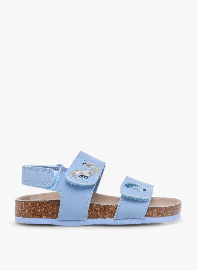 JUNIORS Boys Embroidered Strap Sandals With Hook And Loop Closure