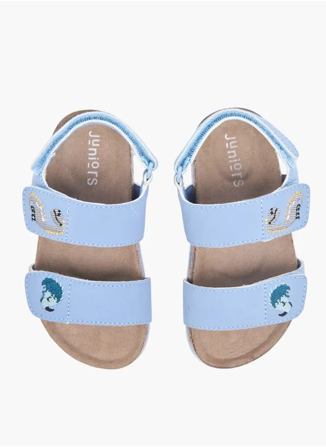 JUNIORS Boys Embroidered Strap Sandals With Hook And Loop Closure