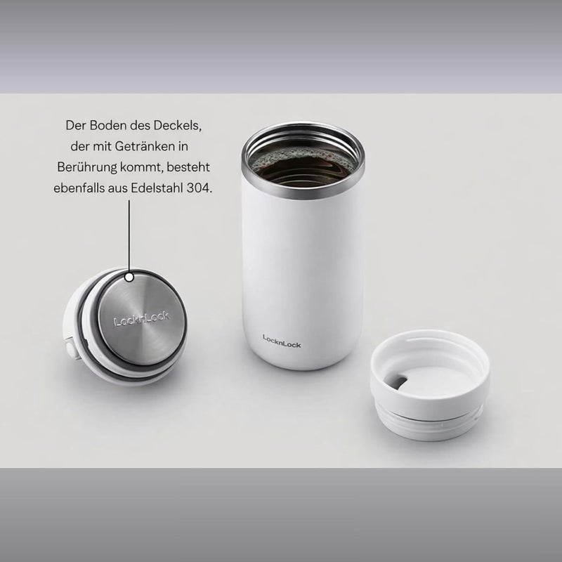 LocknLock Stainless Steel Drinking Bottle, Tumbler Leak-Proof, BPA-Free Thermos Flask, 13h Hot & 40h Cold, Thermal Mug with Handle, Mobile Coffee Mug with Lid, Drinking Cup (Khaki, 475 ml) - Image 4