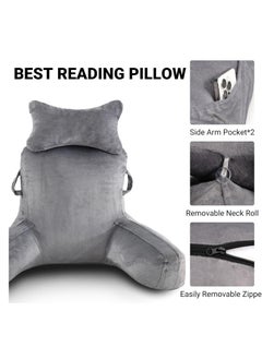 XiuWoo Ergonomic Extra Large Memory Foam Reading Pillow, Pillow Backrest, Lumbar Pillow, Neck Support pillow, Seat Cushion, Bed Rest Pillow, Lounge Cushion, Back Support Pillow with Arms, Washable Cover  - Image 5