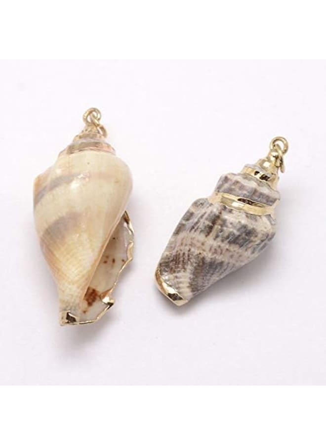10Pcs Golden Electroplated Conch Shell Pendants Seashells Beach Sea Ocean Charms for Jewelry Making and Craft  - Image 2