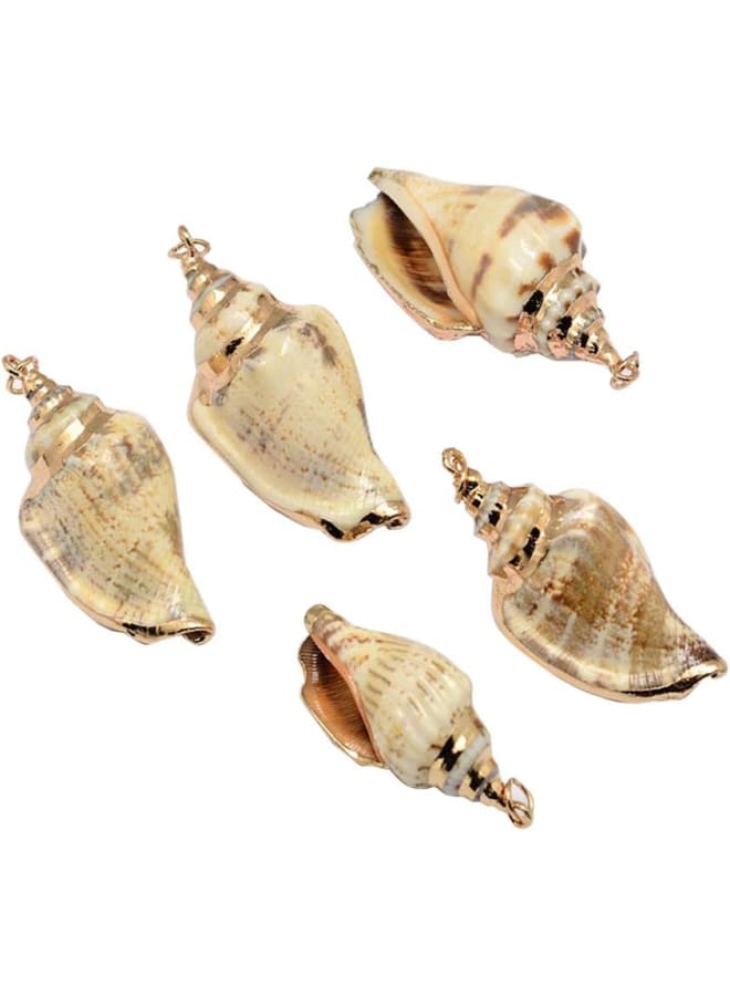10Pcs Golden Electroplated Conch Shell Pendants Seashells Beach Sea Ocean Charms for Jewelry Making and Craft  - Image 1
