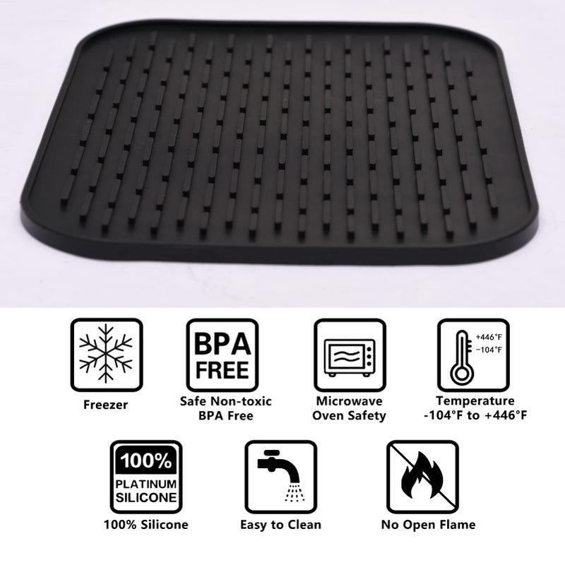 muyulin Small Dish Drying Mat, Silicone Dish Mats for Kitchen Countertop, 11.5"x9.1", for Rack Over the Sink, Pots, Pans, Glassware, Silverware, Stemware, Car Center Cap, Dishwasher safe, Reusable - Image 4