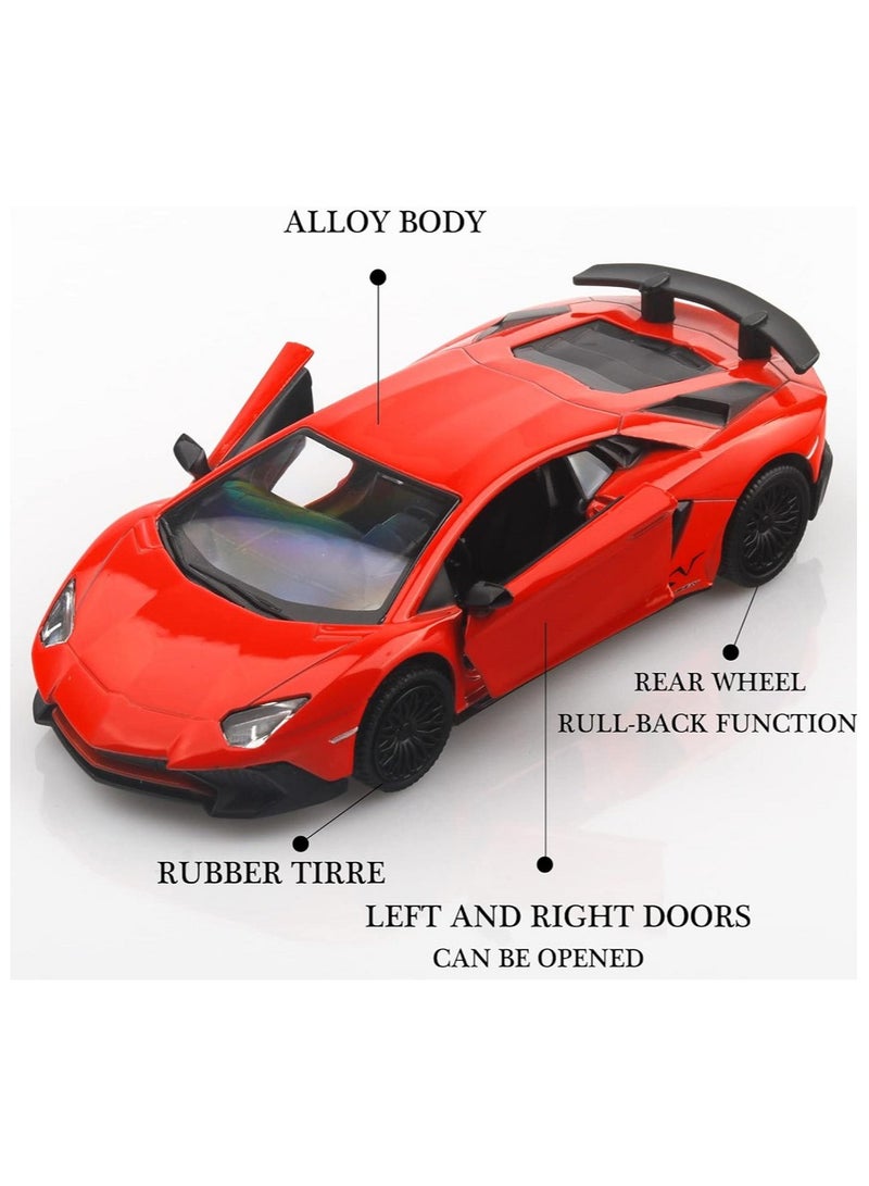 هالامودو 1:36 سبيكة السيارة الرياضية نموذج , سحب لعبة مع فتح الأبواب , ديكور المجمع , نموذج السيارة للأطفال فتى هدية البنت الأحمر , 12.5 سم * 5.5 سم * 3 سم - Image 4