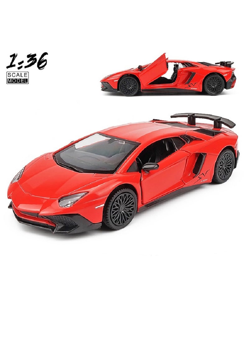 هالامودو 1:36 سبيكة السيارة الرياضية نموذج , سحب لعبة مع فتح الأبواب , ديكور المجمع , نموذج السيارة للأطفال فتى هدية البنت الأحمر , 12.5 سم * 5.5 سم * 3 سم - Image 2