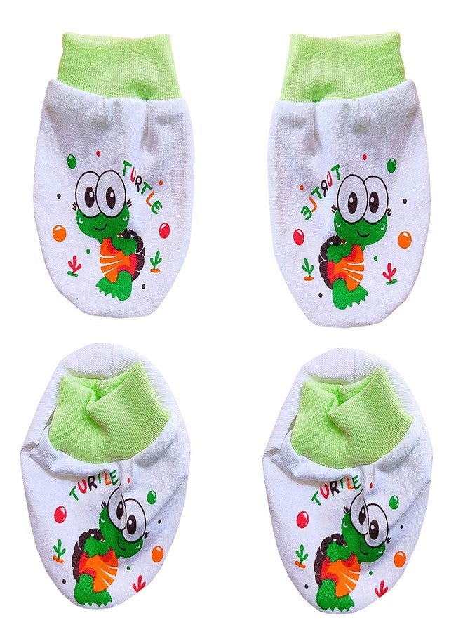 BCARE Soft Cotton Hosiery Printed Booties and Mittens For New Born Baby Infant and Kids Multicolor, 0-24 Months, Pack of 3 - Image 3