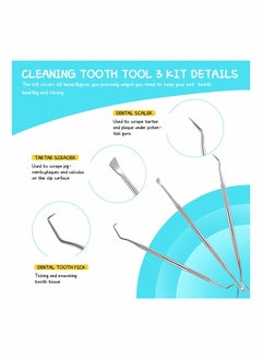 Y&D 7 Pieces Dog Teeth Cleaning Kit Includes Dental Tooth Scaler and Scraper Stainless Steel Tarter Remover 3 Head Toothbrush Silicone Finger Plaque Tools  - Image 3