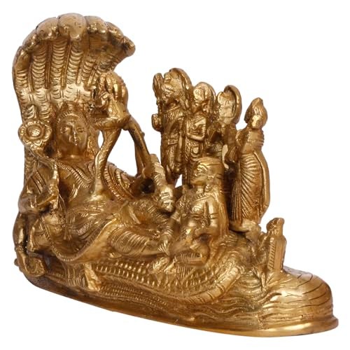ARTVARKO Vishnu Parivar (Vishnu, Shiv, Brahma, Laxmi, Saraswati, Yama, Garud, Narad, Naag Devi) Brass Idol Showpiece L8xB3 xH3 Inches - Image 5