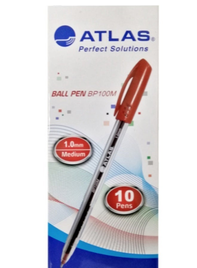 Atlas Ballpoint Pen 1.0mm red- Pack of 10