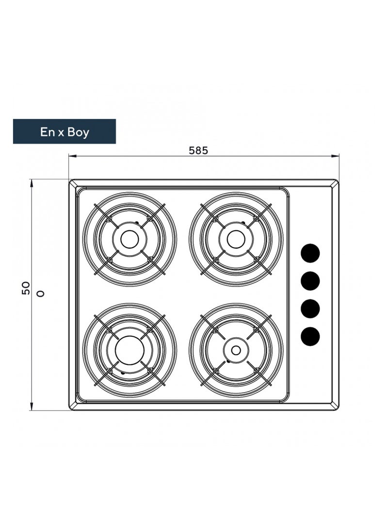 Kumtel BUILT IN HOBS 60CM WITH STAINLESS STEEL WITH  ENAMELLED  PAN SUPPORT WITH SIDE KNOB CONTROL - Image 2