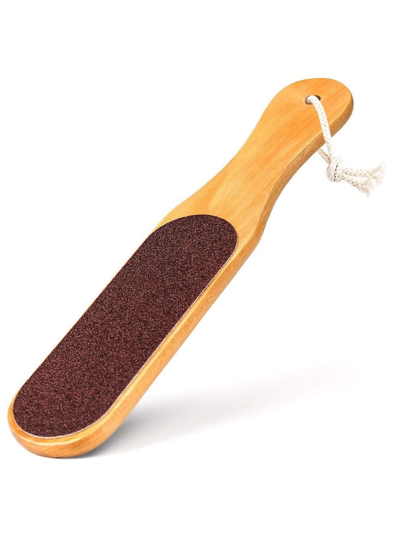 BLOOMING TIME Double-sided Wood Foot Rasp Dead Skin Callus Remover Foot File Exfoliating Brush Wooden Handle Pedicure Scrubber - Image 1