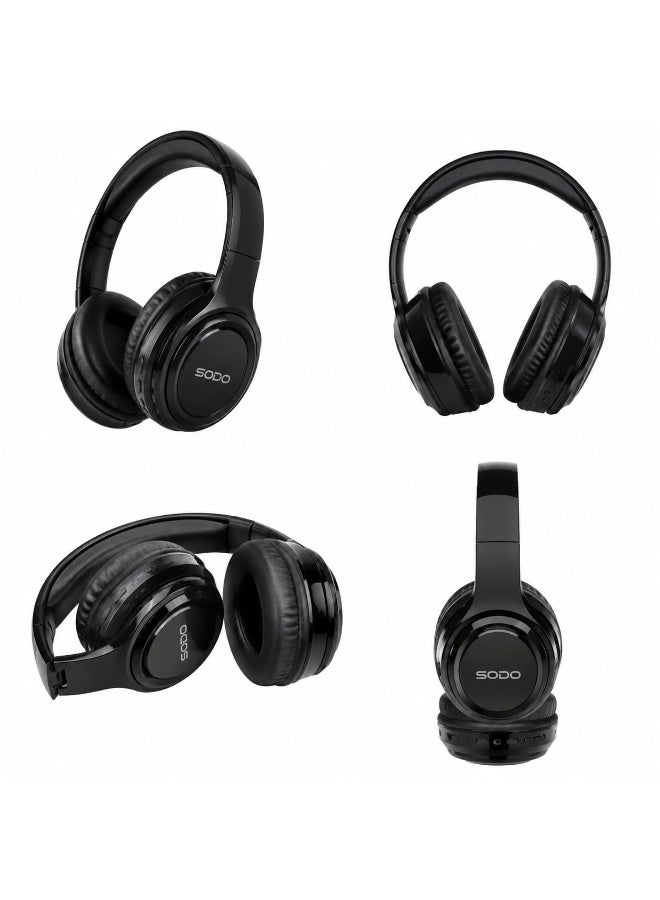 SODO SD-1012 Wireless Bluetooth Headphones with TF Card Slot & Built-in Mic - Black - Image 1