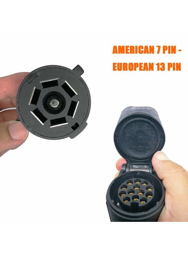 CARROFIX US Vehicle 7-Way Blade Connector to European 13-Pin Round Trailer Light Converter - Plug and Play Design - Image 2