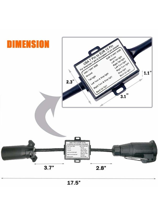 CARROFIX US Vehicle 7-Way Blade Connector to European 13-Pin Round Trailer Light Converter - Plug and Play Design - Image 4