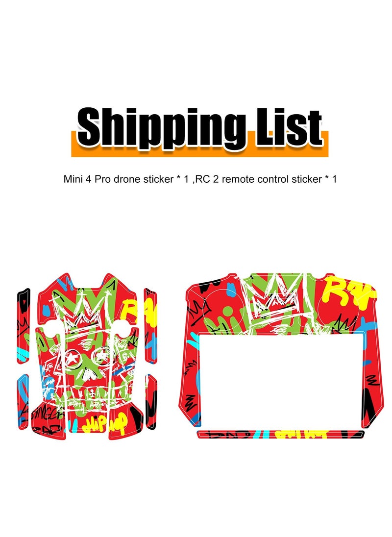 SYOSI - Mini 4 Pro Skin Set, PVC Decals for DJI Mini 4 Pro Accessory, Compatible with DJI RC 2 Remote Controller - Image 1