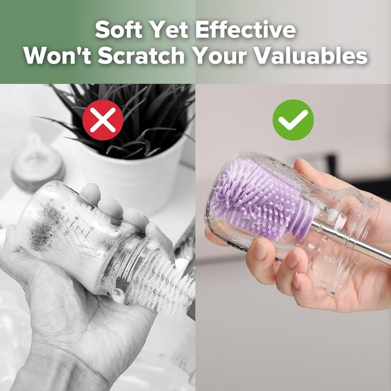 Haakaa Double-Ended Silicone Cleaning Brush - Lavender - Image 5