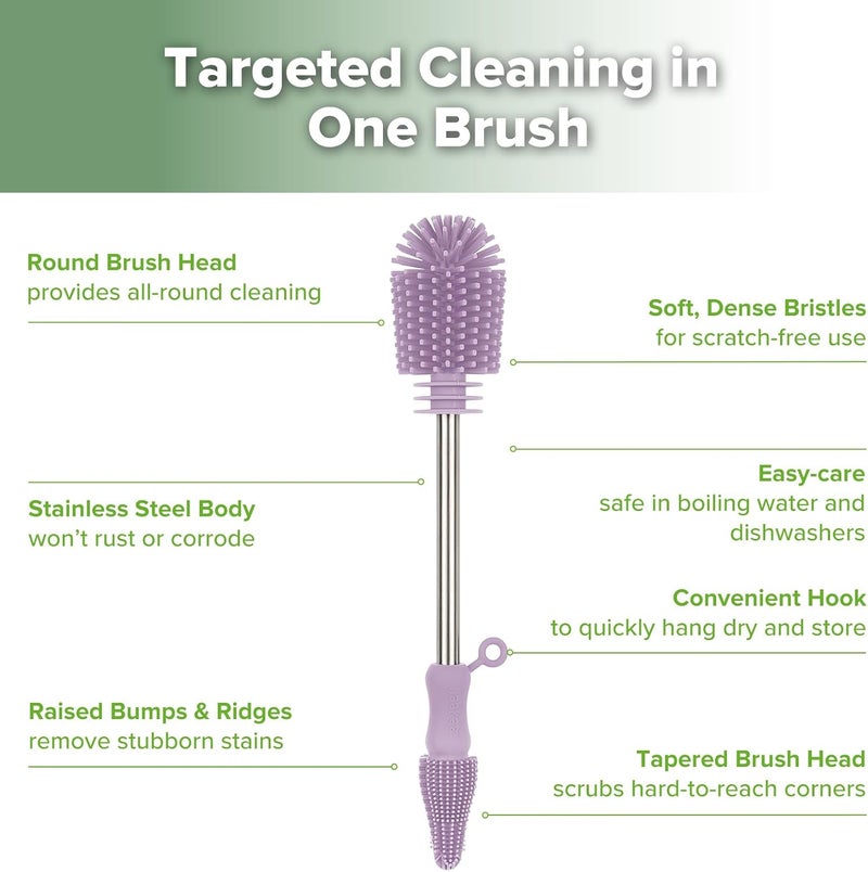 Haakaa Double-Ended Silicone Cleaning Brush - Lavender - Image 4