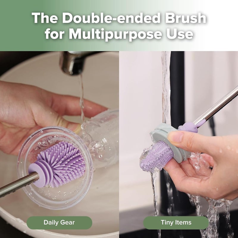 Haakaa Double-Ended Silicone Cleaning Brush - Lavender - Image 2
