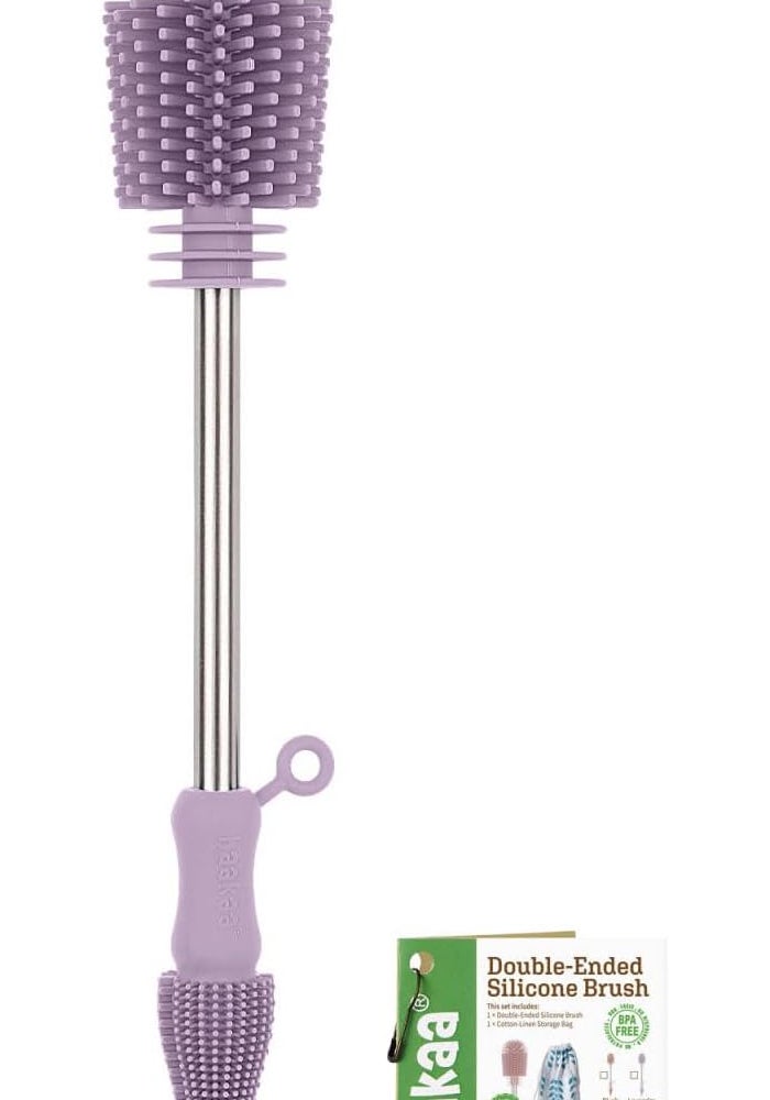 Haakaa Double-Ended Silicone Cleaning Brush - Lavender - Image 1