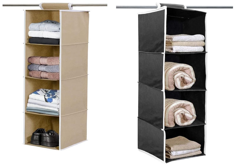 Kuber Industries Kuber Industries Non Woven Fabric 4 Shelf Closet Hanging Organizer Brown 4 Shelf Closet Hanging Organizer  - Image 1
