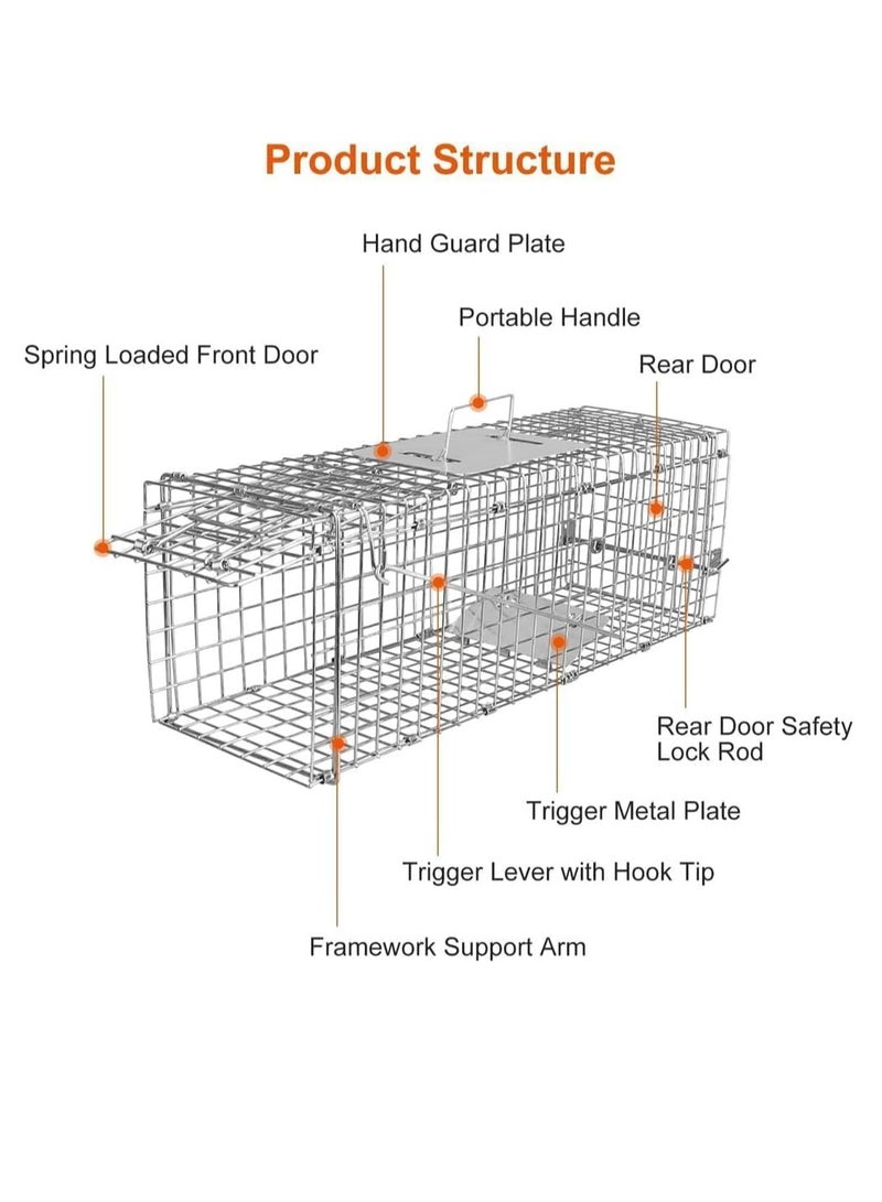 0TO1 TECH Humane Live Animal Trap, Live Animal Trap Cage for Squirrels Small Stray Cats Rabbits Groundhogs Moles Gophers and Chipmunks, Galvanized Rustproof,Steel Folding with Pedal Trigger(65 * 26 * 24cm) - Image 2
