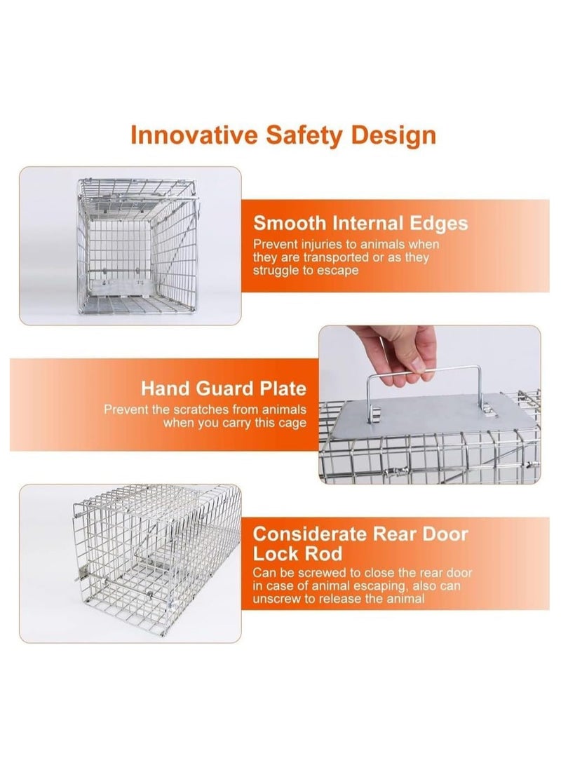 0TO1 TECH Humane Live Animal Trap, Live Animal Trap Cage for Squirrels Small Stray Cats Rabbits Groundhogs Moles Gophers and Chipmunks, Galvanized Rustproof,Steel Folding with Pedal Trigger(65 * 26 * 24cm) - Image 3
