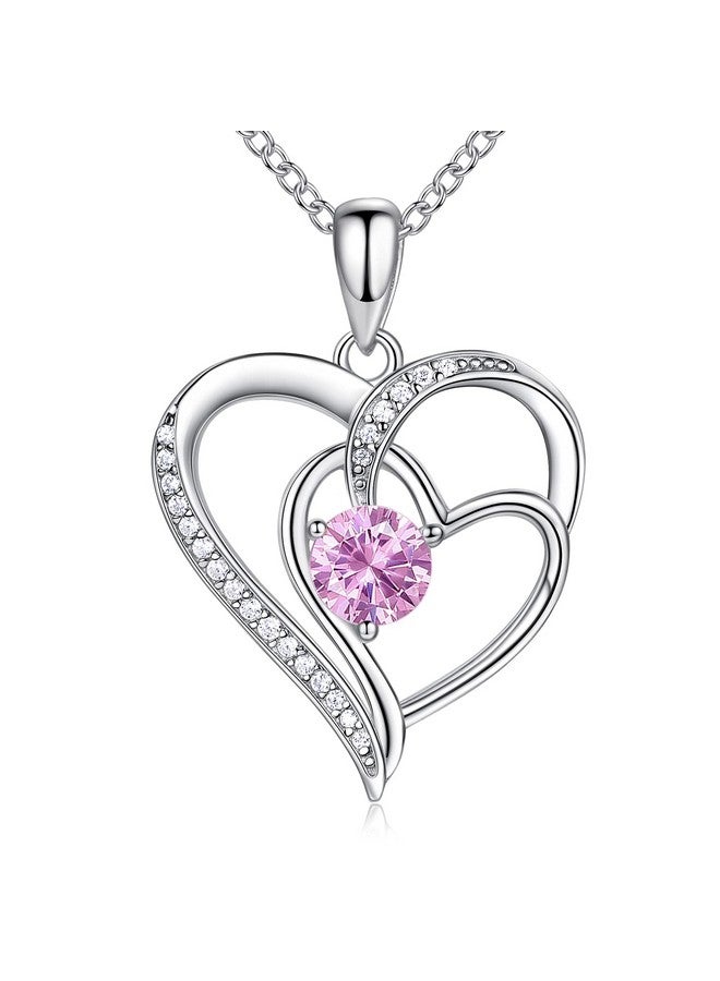NINAMAID Heart Necklace Birthstone Necklace For Women 18K White Gold Filled Sterling Silver Diamond Necklaces Jewelry Birthday Gifts For Women Mom - Image 1