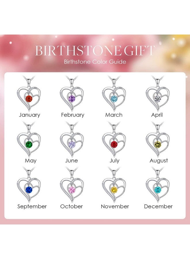NINAMAID Heart Necklace Birthstone Necklace For Women 18K White Gold Filled Sterling Silver Diamond Necklaces Jewelry Birthday Gifts For Women Mom - Image 5