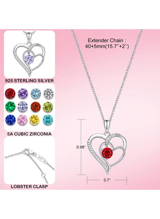 NINAMAID Heart Necklace Birthstone Necklace For Women 18K White Gold Filled Sterling Silver Diamond Necklaces Jewelry Birthday Gifts For Women Mom - Image 3