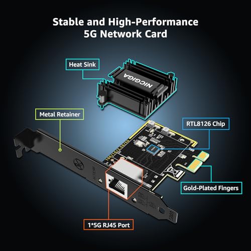 NICGIGA 5Gb BaseT Network Card Realtek RTL8126 Controller NICGIGA 5G PCIe Ethernet Adapter Support WOL 5Gbe RJ45 Port NIC Card Windows1011Windows ServerLinux - Image 3