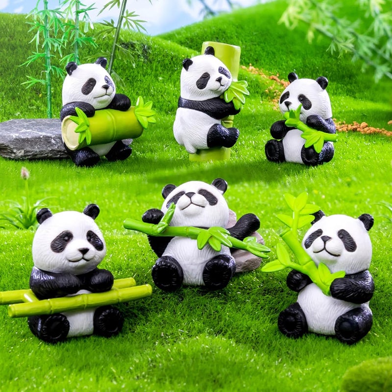 Cayway 8 PCS Mini Panda Set, Panda Bamboo Toys Miniature Panda Decor Fairy Garden Animals for Plant Pots Bonsai Craft, Micro Landscaping Decoration - Image 5