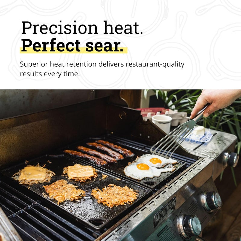 Lodge Pre Seasoned Cast Iron Rectangular Reversible Grill/Griddle, Black, 16.75 X 9.5 Inch,LDP3 - Image 4
