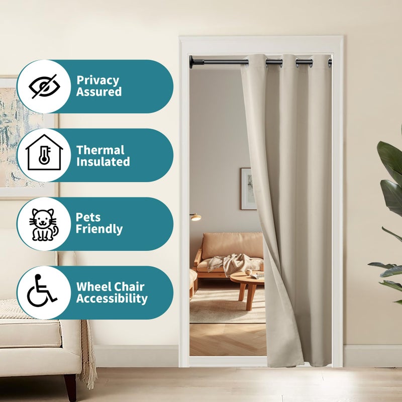 BGment بجلات جمل باب الستار 80 بوصة الطول للدخول غرفة نوم خزانة الستار الخصوصية الحرارية معزول معزول الغرفة المقسم لفصل الغرفة 1 لوحة 34 بوصة - Image 3