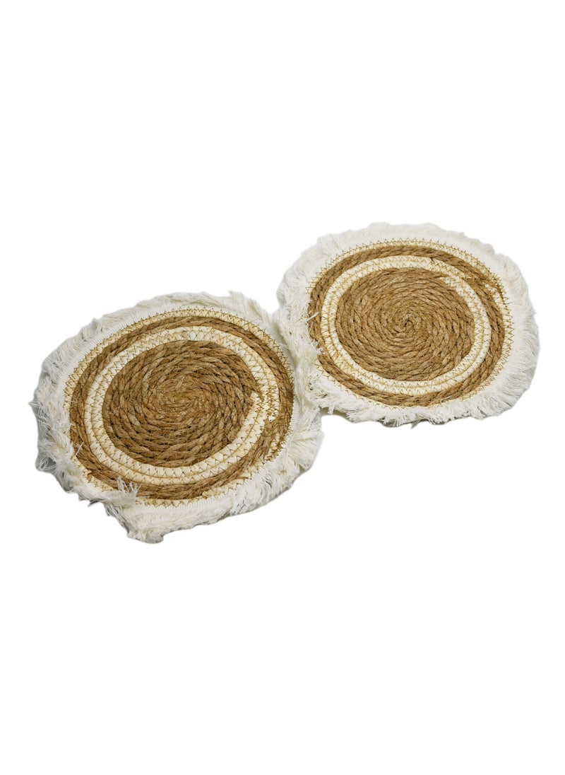 Innovity - New Modern Simple Straw Placemat Woven Mat Tassel Edge Thickened Heat Insulation Placemat Small Tea Cup Mat Dining Table Mat Photo Props Home for restaurants/cafes - Image 1