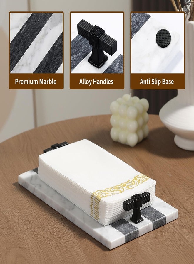 EVERBBKING Guest Towel Holder Tray for Bathroom, Marble Guest Napkin Holder, Disposable Hand Towel Holder, White and Black Bathroom Accessories Decor, Paper Towel Holder Tray, Napkin Tray wash Cloth Holder - Image 3