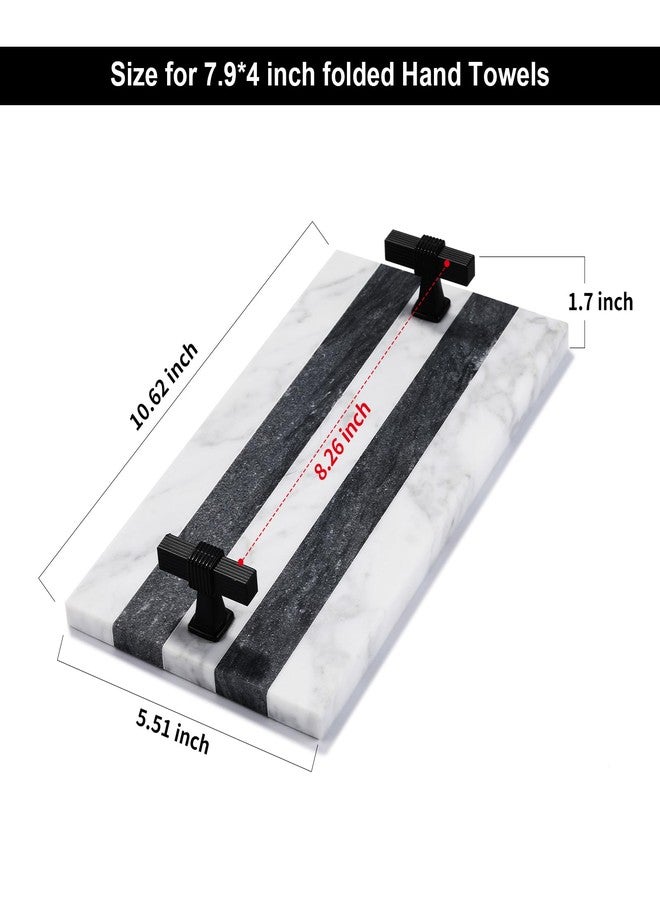 EVERBBKING Guest Towel Holder Tray for Bathroom, Marble Guest Napkin Holder, Disposable Hand Towel Holder, White and Black Bathroom Accessories Decor, Paper Towel Holder Tray, Napkin Tray wash Cloth Holder - Image 2
