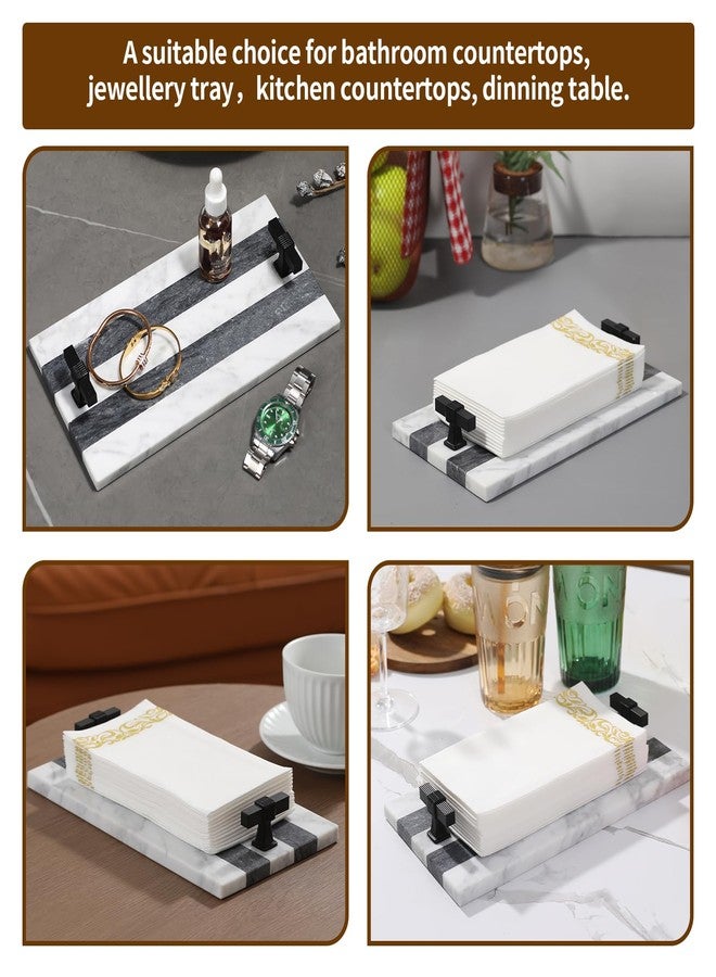 EVERBBKING Guest Towel Holder Tray for Bathroom, Marble Guest Napkin Holder, Disposable Hand Towel Holder, White and Black Bathroom Accessories Decor, Paper Towel Holder Tray, Napkin Tray wash Cloth Holder - Image 5