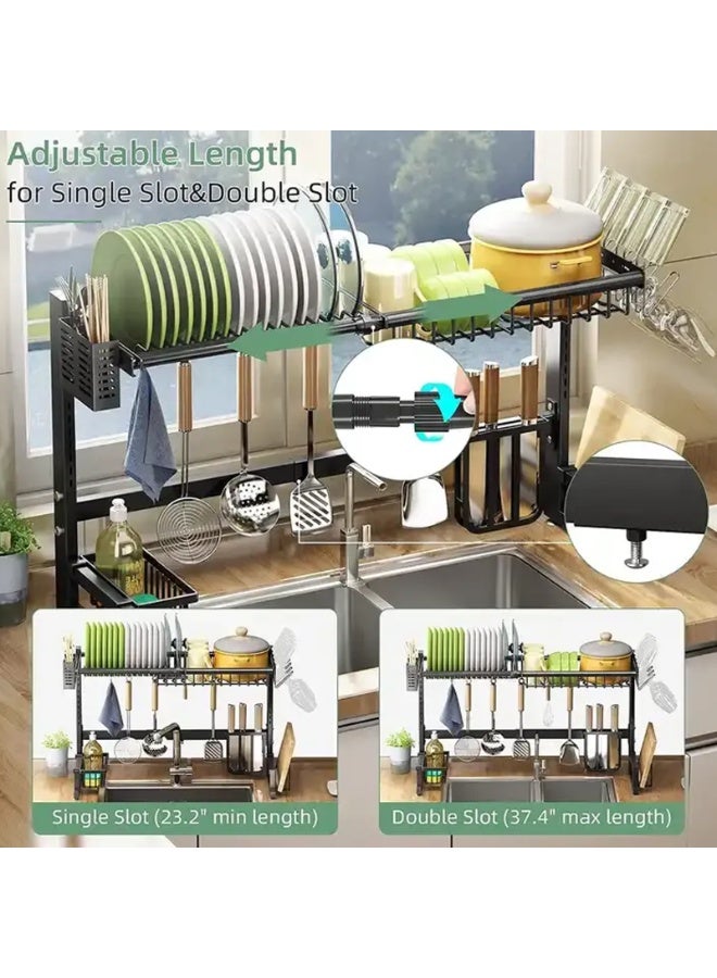 DubaiGallery Multi Purpose Over The Sink Dish Drying Storage Rack Moisture Proof Kitchen Organizer Rack With Place Firmly Design For Plates Bowls Cups Cutlery Sponge Soap Holder Space Saving - Image 1