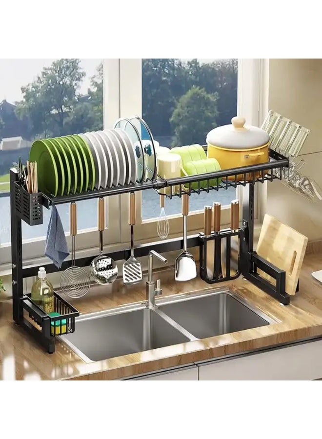 DubaiGallery Multi Purpose Over The Sink Dish Drying Storage Rack Moisture Proof Kitchen Organizer Rack With Place Firmly Design For Plates Bowls Cups Cutlery Sponge Soap Holder Space Saving - Image 5