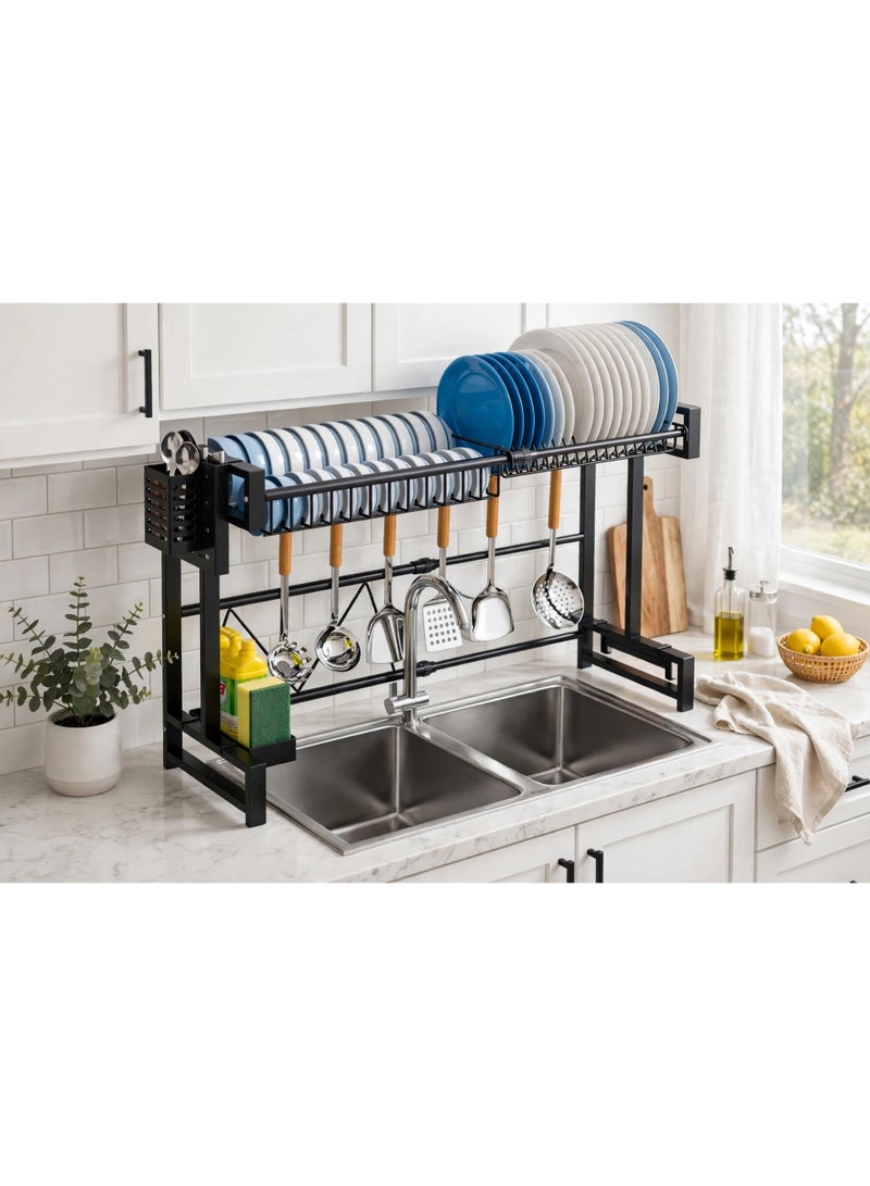DubaiGallery Multi Purpose Over The Sink Dish Drying Storage Rack Moisture Proof Kitchen Organizer Rack With Place Firmly Design For Plates Bowls Cups Cutlery Sponge Soap Holder Space Saving - Image 3