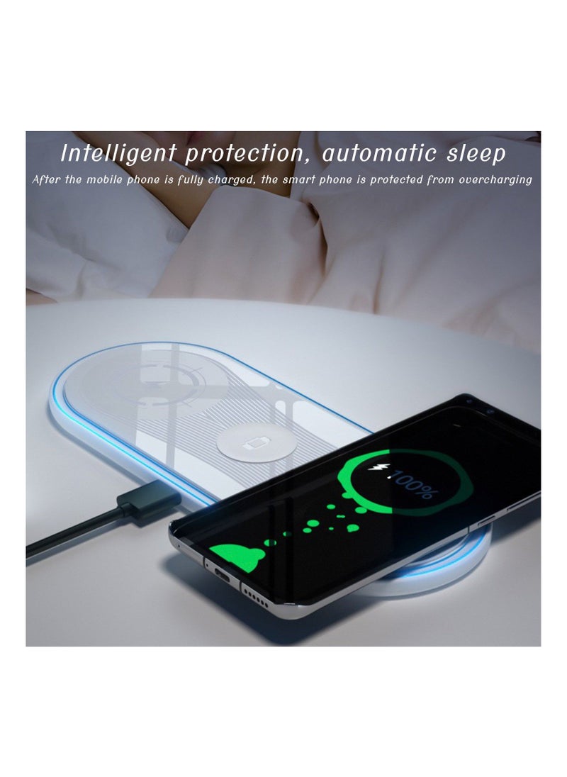 Generic - Portable Wireless Charger Wireless Charging Station 3 In 1 Wireless Charger For Multiple Devices 15W Wireless Charger Compatible With IOS/Android/ IWatch/Airpods - Image 1